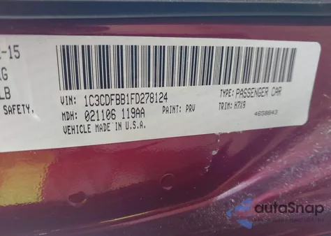 2015 Dodge Dart Sxt z USA, uszkodzony, nr VIN 1C3CDFBB1FD278124